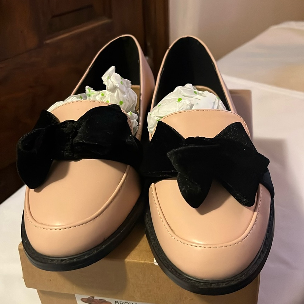 NEW Pink with black bow ASOS women’s loafers
